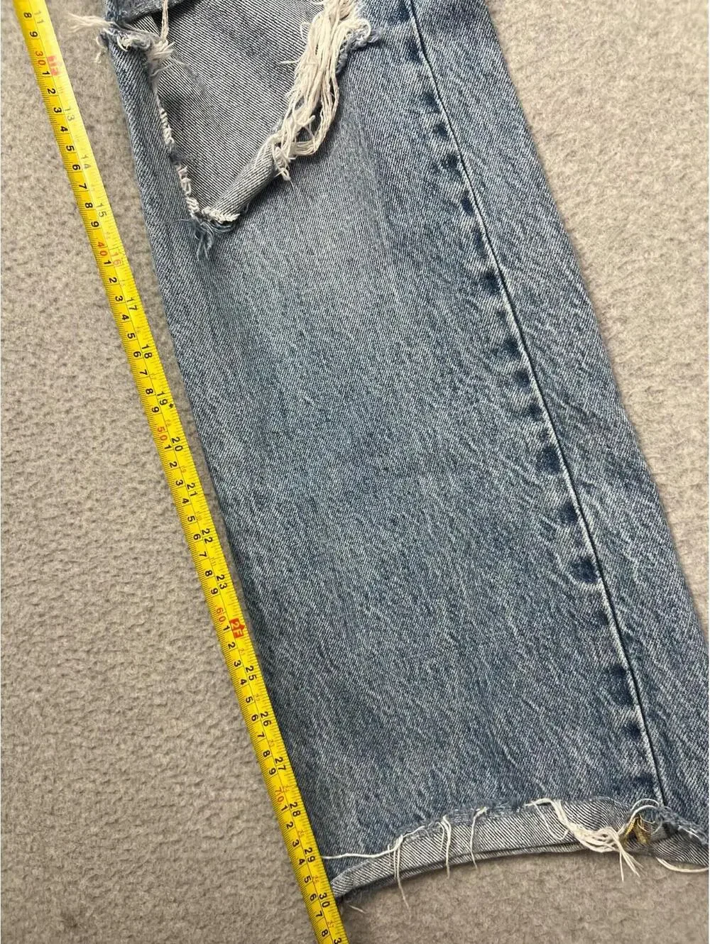 Zara Womens Wide High Rise Jeans 2 /34 Eur Distress Denim Medium Wash Fray